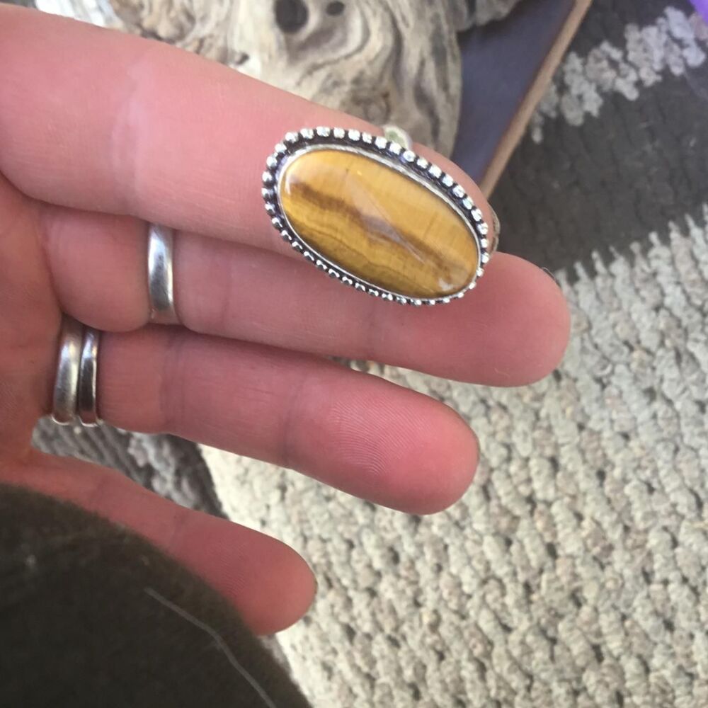 Size 7 Boho Hippie Chunky Tiger's Eye Ring